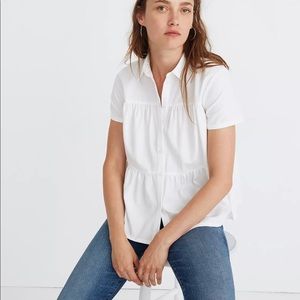 Madewell white tiered shirtsleeve button up